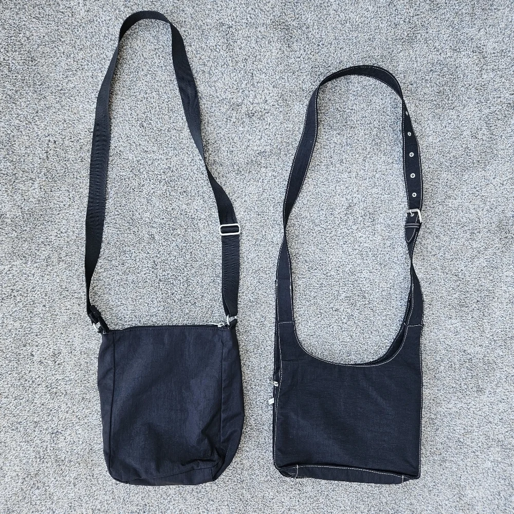 TWO Baggallini Nylon Crossbody Black Shoulder Bags Purse Organizer LOTS POCKETS